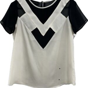 Attention Black and White Sheer Sleeve Blouse